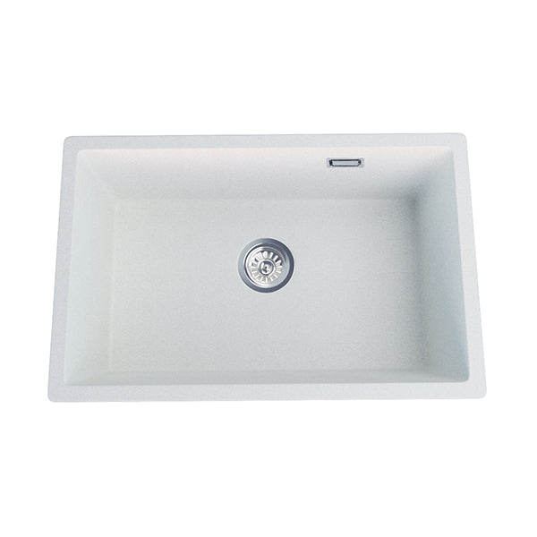 680X440X220Mm Quartz Stone Kitchen Sink Single Bowl Overflow White