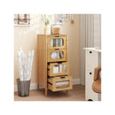 Drawer Bamboo Storage Cabinet With Fluted Tempered Glass Drawers