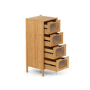 Drawer Bamboo Storage Cabinet With Fluted Tempered Glass Drawers