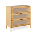 Drawer Bamboo Storage Cabinet With Fluted Tempered Glass Drawers
