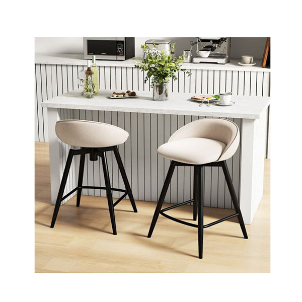 Upholstered Bar Stools Set Of 2 Counter Height Barstools With Footrest