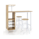 3 Pieces Bar Table And Chair Set With Wine Racks For Dining Room