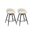 Upholstered Bar Stools Set Of 2 Counter Height Barstools With Footrest