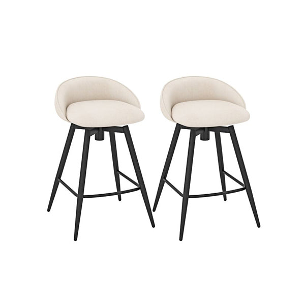 Upholstered Bar Stools Set Of 2 Counter Height Barstools With Footrest