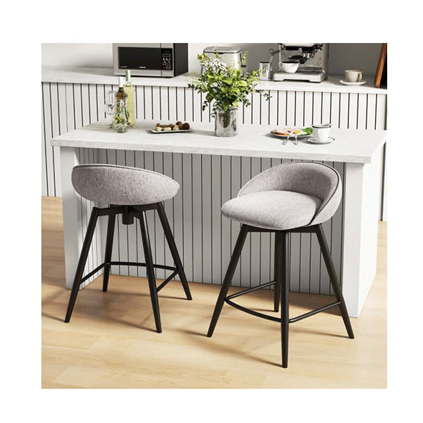 Upholstered Bar Stools Set Of 2 Counter Height Barstools With Footrest