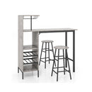 3 Pieces Bar Table And Chair Set With Wine Racks For Dining Room
