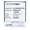 Cameron Sino Cs Wkb001Sl 2000Mah Battery For Wiko Barry Mobile