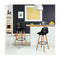 2Pcs Pu Leather Bar Stools With Round Metal Footrest