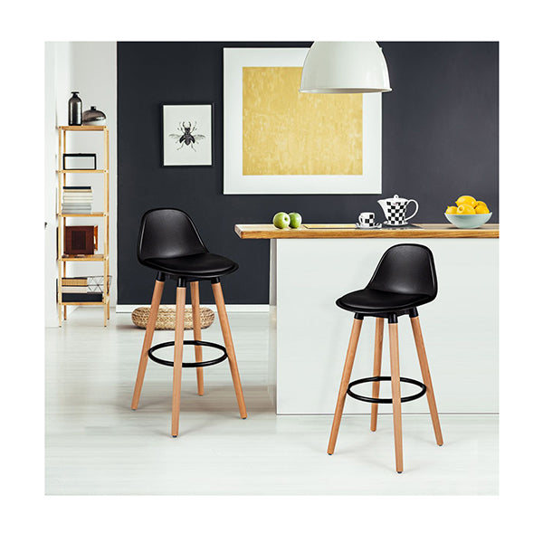 2Pcs Pu Leather Bar Stools With Round Metal Footrest