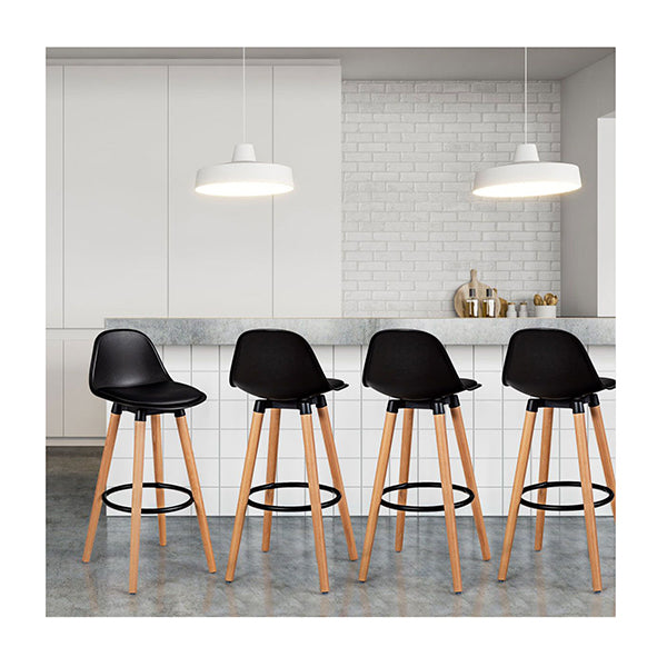 2Pcs Pu Leather Bar Stools With Round Metal Footrest