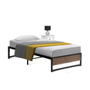 Metal Bed Mattress Base Platform Wooden Black Foundation