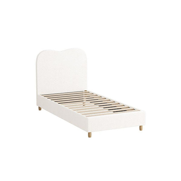 Bed Frame White Boucle Cloud Shape