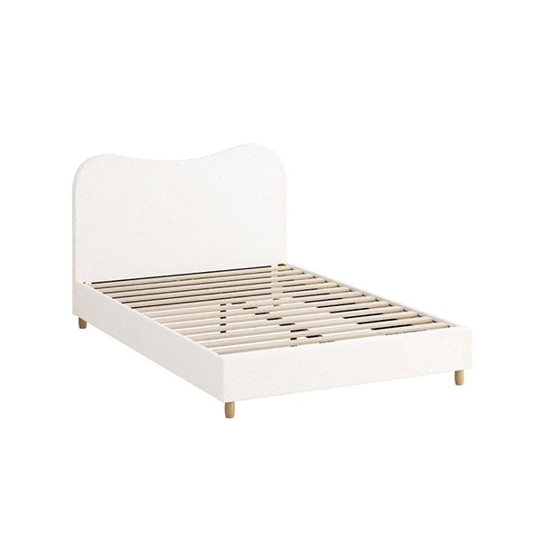 Bed Frame White Boucle Cloud Shape