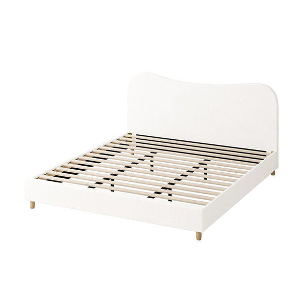 Bed Frame White Boucle Cloud Shape