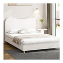 Bed Frame White Boucle Cloud Shape