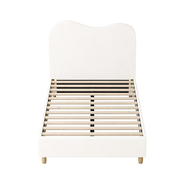 Bed Frame White Boucle Cloud Shape