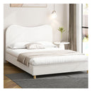 Bed Frame White Boucle Cloud Shape