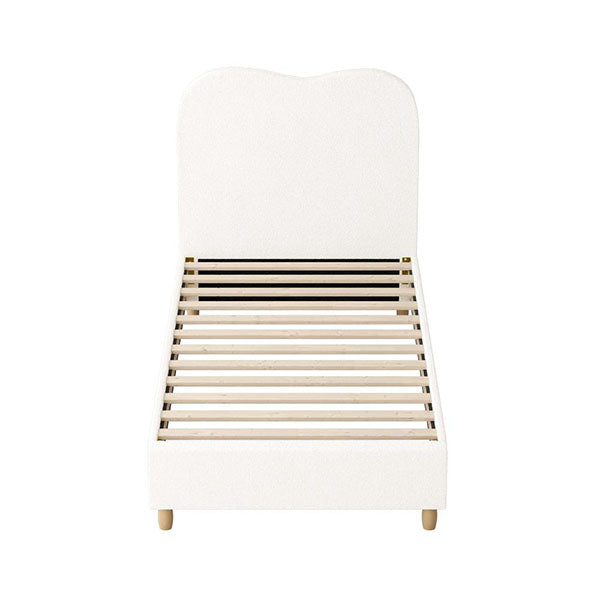 Bed Frame White Boucle Cloud Shape