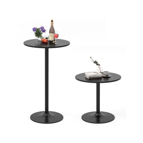 Black Round Bistro Cocktail Tall Coffee Table High Top Pub Table