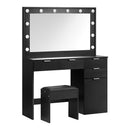 Dressing Table Stool Set Makeup Large Mirror Dresser 12 Led Bulbs