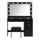Dressing Table Stool Set Makeup Large Mirror Dresser 12 Led Bulbs