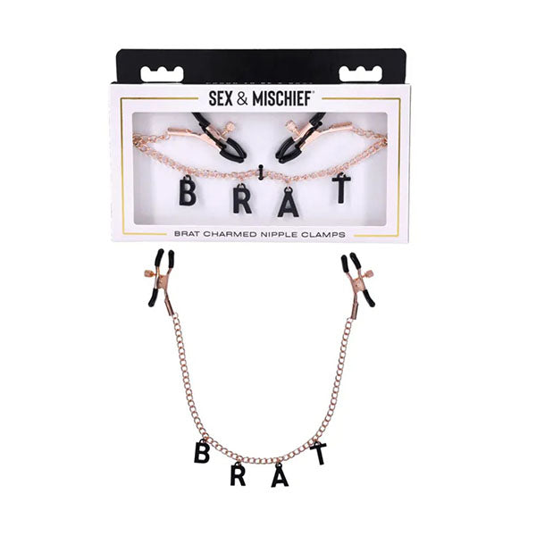Sex And Mischief Brat Charmed Nipple Clamps Rose Gold With 45 Cm Chain