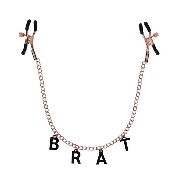 Sex And Mischief Brat Charmed Nipple Clamps Rose Gold With 45 Cm Chain