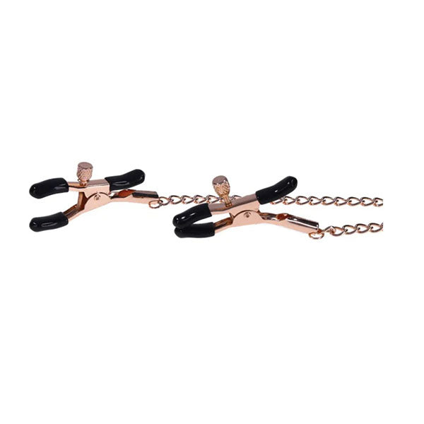 Sex And Mischief Brat Charmed Nipple Clamps Rose Gold With 45 Cm Chain