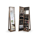 Free Standing Jewelry Armoire With Full Length Mirror Bedroom Brown