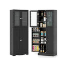 Buffet Sideboard With Dual Tempered Glass Doors And Shelves