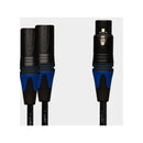 Xlr 2 Way Splitter Black Shell Gold Pin Neutrik With Blue Boots