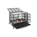 Foldable Heavy Duty Metal Dog Cage With Lockable Rolling Casters