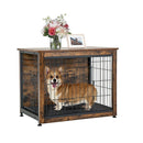 Wooden Dog Cage Furniture With Double Doors And Cushion