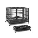 Foldable Heavy Duty Metal Dog Cage With Lockable Rolling Casters
