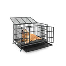 Foldable Heavy Duty Metal Dog Cage With Lockable Rolling Casters