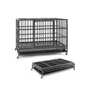 Foldable Heavy Duty Metal Dog Cage With Lockable Rolling Casters