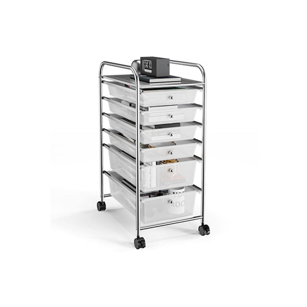 Rolling Storage Cart With Drawers And Lockable Wheels For Home Office