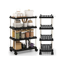 4 Tier Slim Storage Cart With Lockable Wheels For Narrow Space