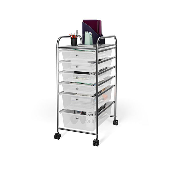 Rolling Storage Cart With Drawers And Lockable Wheels For Home Office