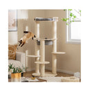 5 Level Wooden Cat Tree Modern Cat Tower With Padded Perch