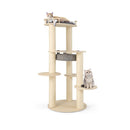 5 Level Wooden Cat Tree Modern Cat Tower With Padded Perch