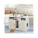 Cat Litter Box Enclosure With Storage And Double Rooms