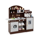 Wooden Kitchen Playset With Clock And Microwave