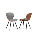 2 Set Armless Dining Chair With Curved Backrest And U Shaped Seat