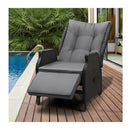 Outdoor Recliner with Adjustable Footrest Black