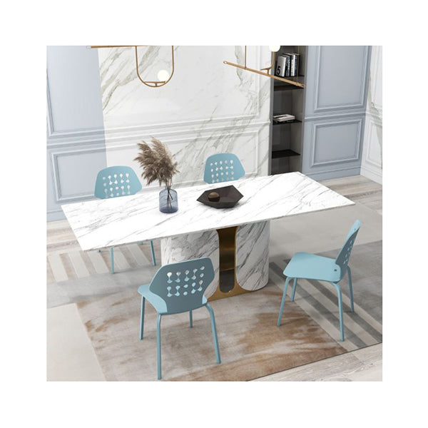 Modern Metal Dining Chair Set Of 4 With Hollowed Backrest