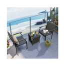 3 Piece Patio Wicker Chair Set With Cushioned Seat For Backyard