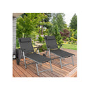 Set Of 2 Aluminum Chaise Lounge Chair With Wheels And Backrest