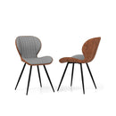 2 Set Armless Dining Chair With Curved Backrest And U Shaped Seat