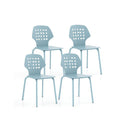 Modern Metal Dining Chair Set Of 4 With Hollowed Backrest